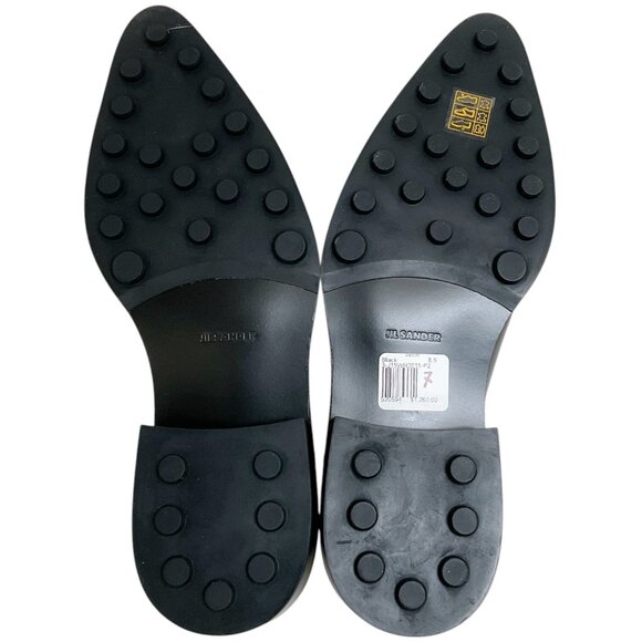 Jil Sander Black Leather Pointed Toe Flat Loafers - Picture 9 of 12